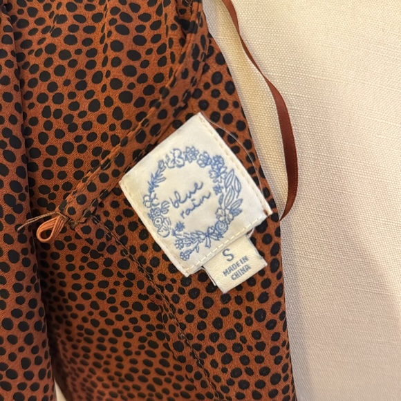 Shandra Scattered Dot Mini Dress wrap dress in brown and black polka dot small - Picture 8 of 9